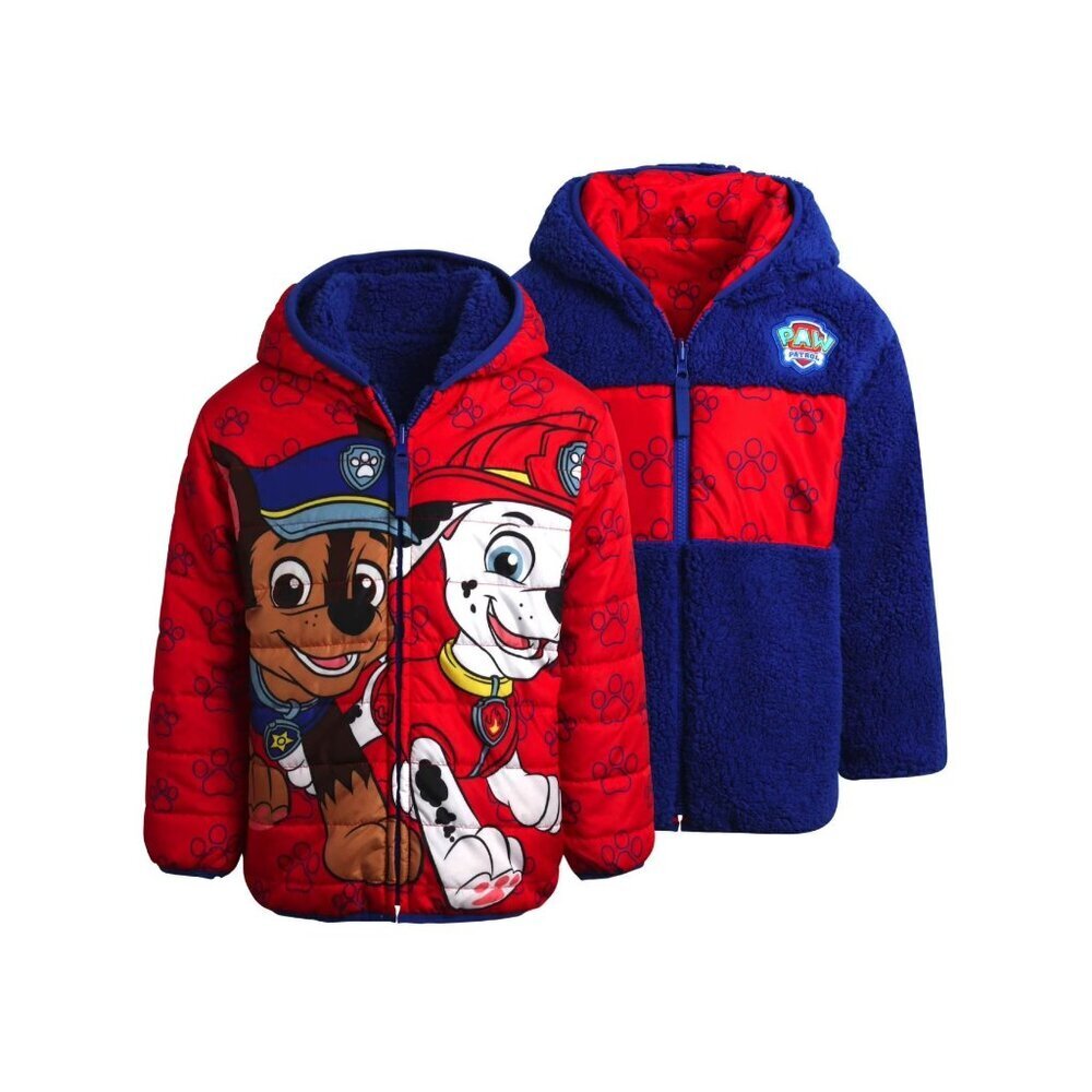 Nickelodeon Red Blue Puffer Reversible Sherpa CHase MArshall Coat Boys Size 6